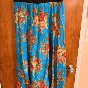 Blue and Orange A-Line Maxi Skirt for Resort Wear
